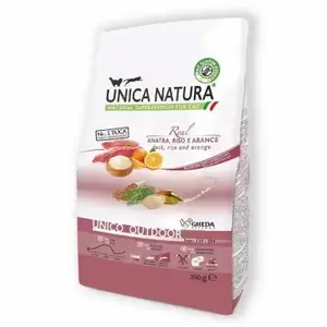 Сухий корм Unica Natura Outdoor - для вуличних котів (качка, рис та апельсини) 350g