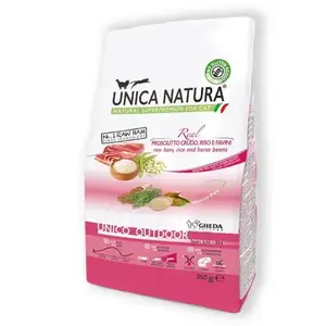 Сухий корм Unica Natura Outdoor - для вуличних котів (Прошуто, рис та боби) 350g